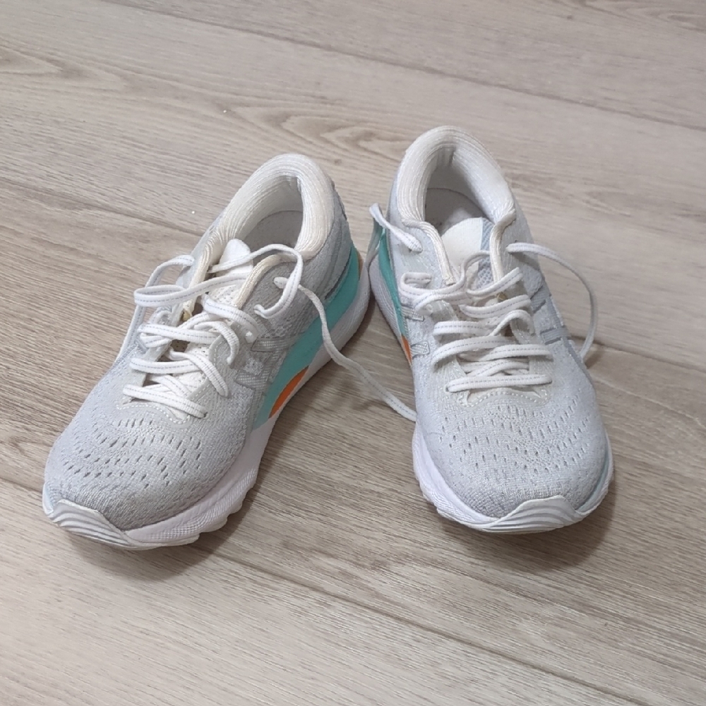Women's White and Teal Athletic Shoes